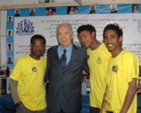 Israel President Shimon Peres and Yemin Orde teens